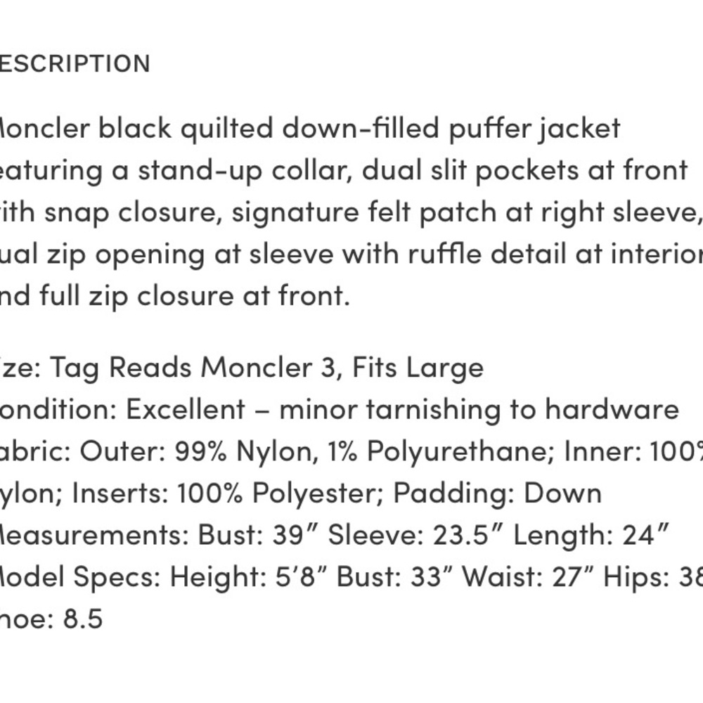 ⭐️Moncler Ruffle Sleeve puffer jacket - Picture 11 of 11